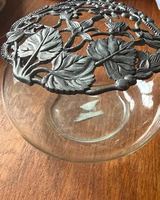 porta pout pourri vintage in peltro e vetro