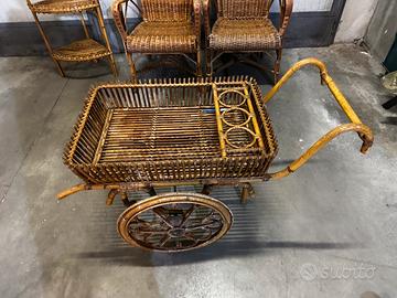 Carrello bar in bambù