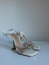 Sandali bianchi gioiello con tacco comodo tg 35/6