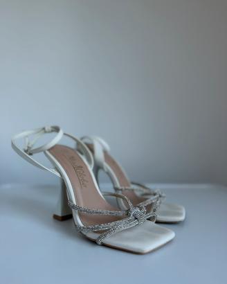 Sandali bianchi gioiello con tacco comodo tg 35/6