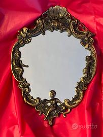 Vecchio specchio Barocco in bronzo dorato