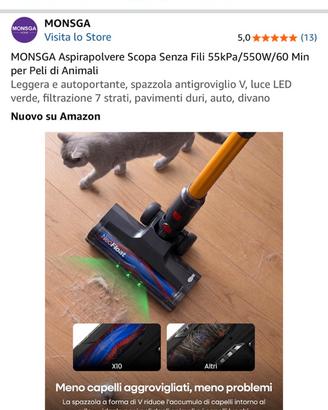 Aspirapolvere senza fili MONSGA 550W