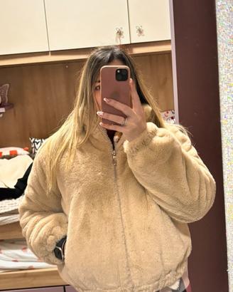 Eco pelliccia beige, donna taglia S