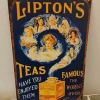 Cartellone pubblicitario vintage in metallo Lipton