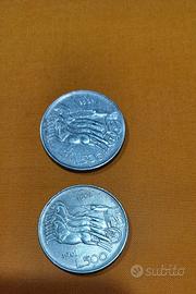2 monete 500 lire argento unità Italia 