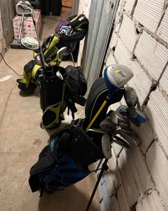 Tre sacche e mazze da golf  per bambino