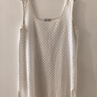 T-shirt bianca Blu Beach effetto uncinetto