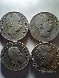 8 MONETE ARGENTO VITTORIO ,UMBERTO