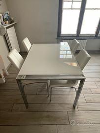 Tavolo in acciaio e vetro