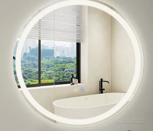 Specchio bagno rotondo 60 cm LED con luce dimmerab