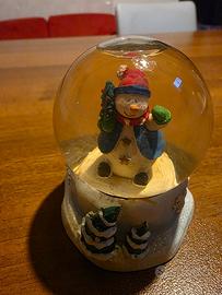 Boule vetro Soprammobile con neve pupazzo Natale