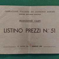 Listino prezzi macchine agricole 1951