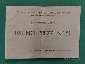 Listino prezzi macchine agricole 1951