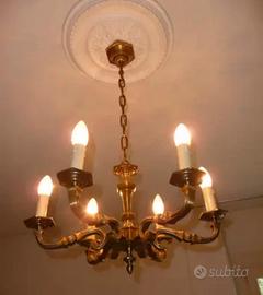 Lampadario anni 50 in ottone