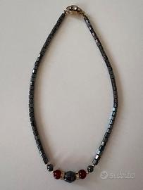 Collana vintage anni 80 ematite argento 800
