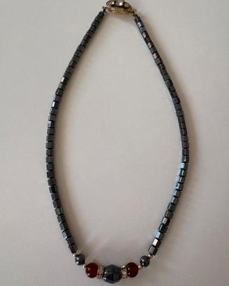 Collana vintage anni 80 ematite argento 800