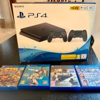 PlayStation 4 Slim 1 TB + 2 controller + 4 giochi