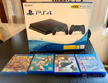 PlayStation 4 Slim 1 TB + 2 controller + 4 giochi