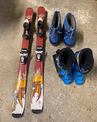 Sci 100 cm, scarponi e doposci per bambini
