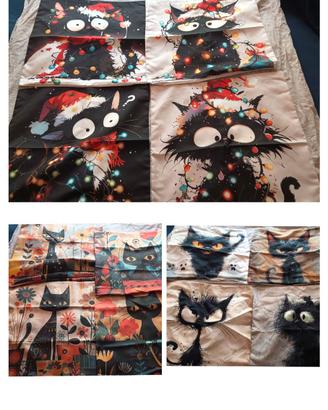 3 set da 4 federe 45x45cm raffiguranti gatti