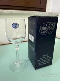 6 Calici Vino Rosso Cristallo Boemia Stelo a Cuore