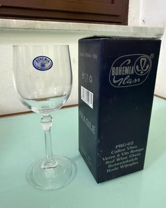 6 Calici Vino Rosso Cristallo Boemia Stelo a Cuore