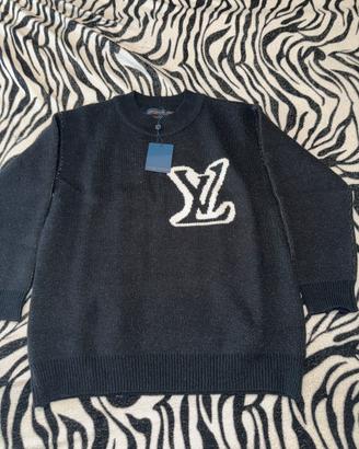 Louis Vuitton maglione nero LV intarsio – taglia M