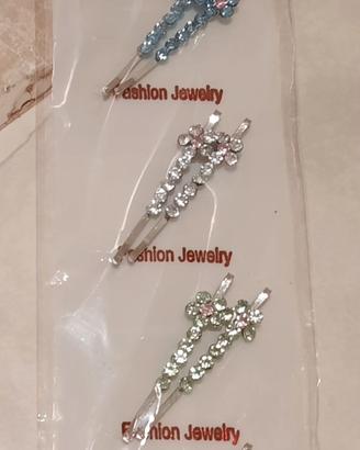 Set 5 paia di forcine colorate con brillantini