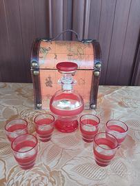 Set liquore vintage con bauletto mappamondo