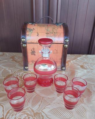 Set liquore vintage con bauletto mappamondo