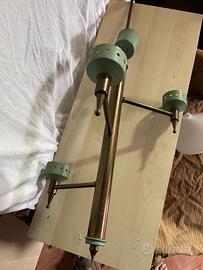 Lampadario vintage 3 luci ottone verde salvia