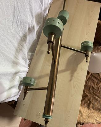 Lampadario vintage 3 luci ottone verde salvia