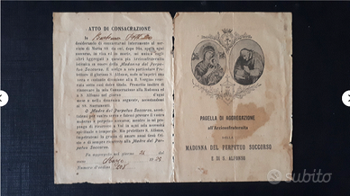 pagella arciconfraternita madonna e s. san alfonso