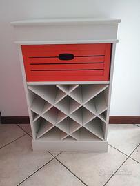mobiletto portabottiglie con cassetto