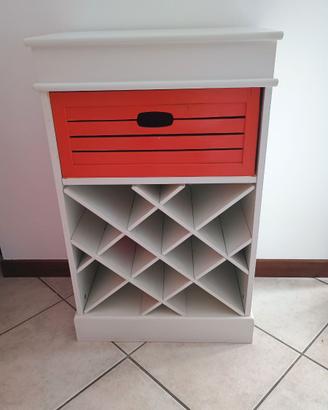mobiletto portabottiglie con cassetto