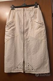 Gonna bianca midi con cerniera. Taglia 50.