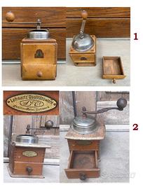 Coppia macinino caffè metallo vintage 1900 coffee