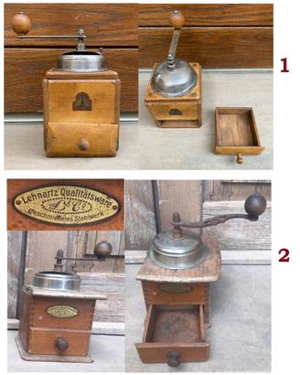 Coppia macinino caffè metallo vintage 1900 coffee