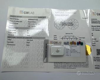 Diamante Naturale 1ct Blisterato GW LAB-  E I2