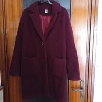 Cappotto bordeaux in pelliccia sintetica donna 