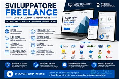 Sviluppatore Freelance, Siti Web, App, Software