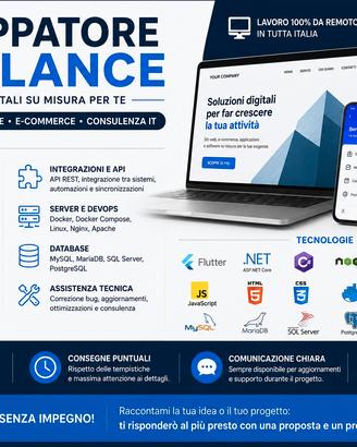 Sviluppatore Freelance, Siti Web, App, Software