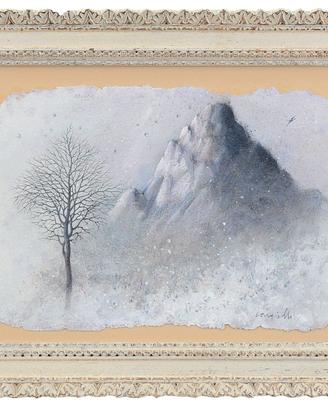 Cargiolli Claudio olio su carta lavorata 28x40 cm