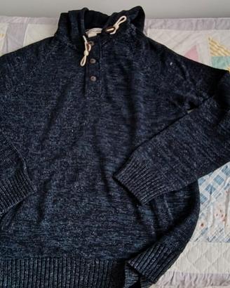 maglione uomo con abbottonatura e cappuccio