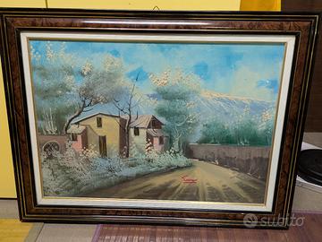 Quadro Dipinto a Olio su Tela con Cornice Classica