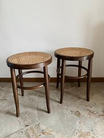 Sgabelli Vintage Thonet Legno Scuro  Paglia Vienna