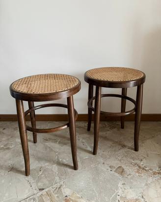 Sgabelli Vintage Thonet Legno Scuro  Paglia Vienna