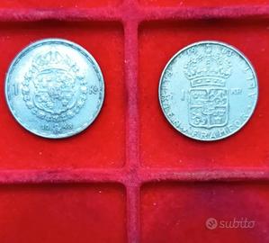 Svezia Due monete da 1 Corona svedese in argento, 