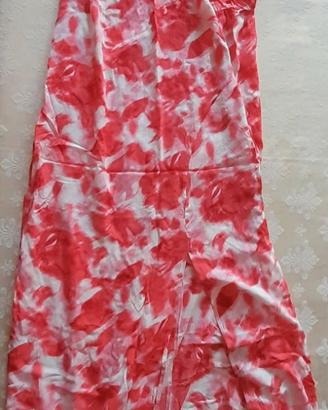 Vestito lungo rosso e bianco