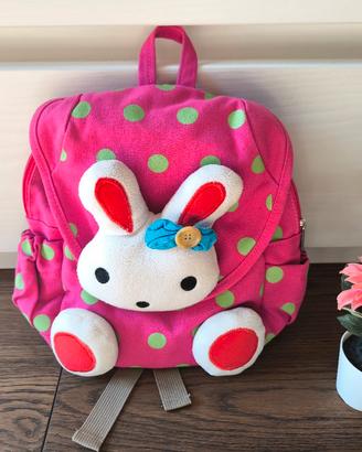 Zainetto per asilo da bambina fucsia a pois verde 